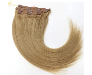 2017 Cheap unproessed straight no tangle & shedding clip in hair extensions human remy