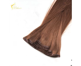 2017 New Product Unprocessed Virgin Remy Brazilian Human Hair Double Drawn 06# Thick Ends Clip In Hair Extension
