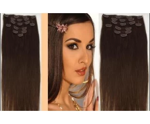 6- 32 inch Clip-on Human Brazilian Hair Extensions Free Sample Kinky Straight Curly Clip in Hair Extensions