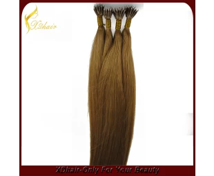 6A grade double drawn silky straight nano ring virgin double stranded hair extensions