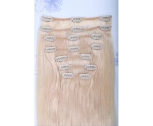 7pcs double weft double drawn Clip in remy human hair extensions for white women