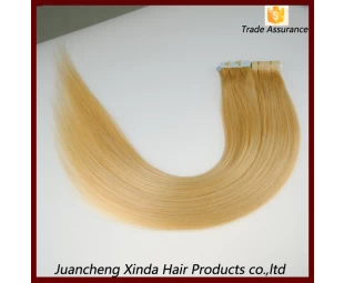 AAAAAAA kwaliteit beste prijs dubbel getrokken volledige uiteinden klitten vrij blonde krullend tape hair extensions