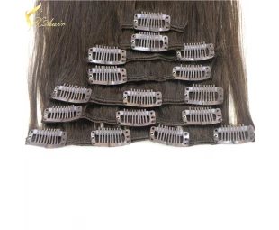 Alibaba China Free Shipping 2016 Hot Selling Factory remy human hair clip in extensions 200g