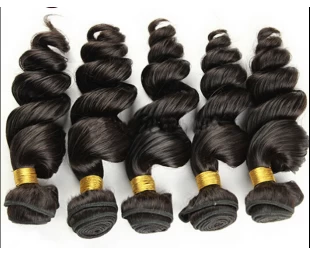 Best quality human hair machine weft natural black body wave curly hair