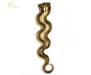 Best selling double weft double drawn cheap virgin remy clip in hair extension human 30 inch