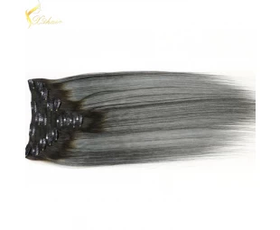 Best selling double weft double drawn kinky curly clip in hair extensions gray hair