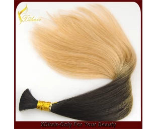 Best selling products cheap 100% unprocessed Brazilian human bulk hair without weft two tone hair bulk extension