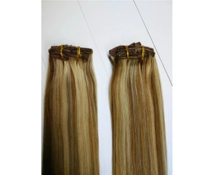 Best selling two tone piano color brazilian human hair top a clip hair extension
