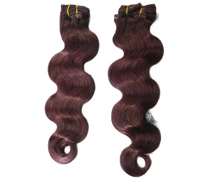 Body wave clip in human hair extension weft machine hair weaving