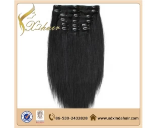 Cheap 100% human hair 100g-200 grams clip in hair extensions full head clip in hair extensions free sample