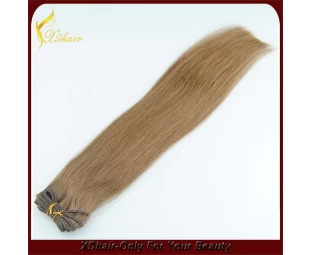 Cheap fast shipping top grade 100% Brazilian remy human hair weft light brown double drawn natural looking hair weave