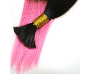 Cheap price human hair bulk peruvian hair extension ombre pink/black hair