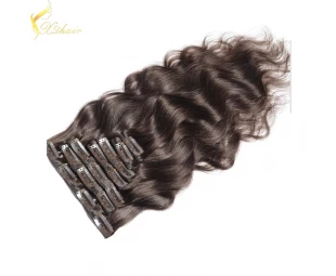 Cheap unproessed straight no tangle & shedding double weft clip in hair extensions free sample