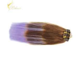Cheap unproessed straight no tangle & shedding double weft clip in human hair topper remy