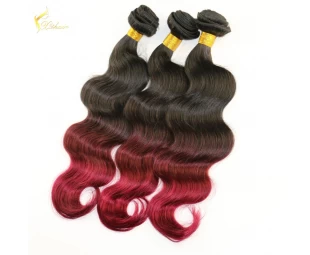 China hair factory supply ombre #1b/#99j two tone color body wavy brazilian hair weaves for women