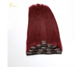 Clip in Human Hair Extensions 99j Remy Brazilian Clip in Hair Extensions For Black Women