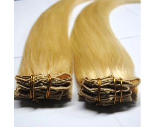 人間の髪の毛の拡張子インドbrazilainペルーヘア工場価格100人の髪にクリップ
