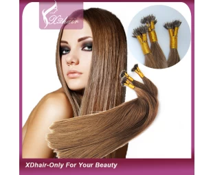 Cold Fusion Nouveaux produits Alibaba Chine brésilienne Cheveux Vierge à l'état brut de 100% cheveux humains Nano Tip Hair Extensions