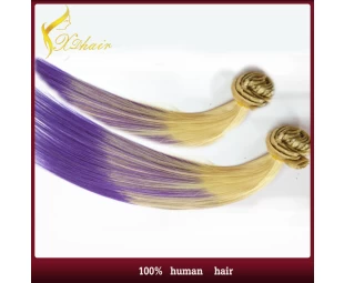 Dip dye  clip in hairpiece  two tone color top quality remy human hair extension