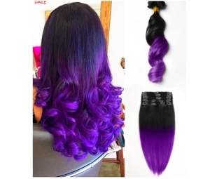 Dip dye/ombre clip in 100% human hair extension top grade 6a super quality human hair
