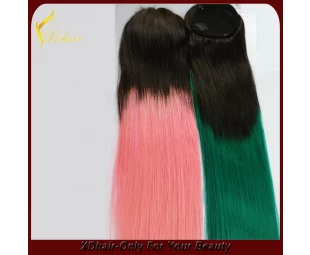 Dip dye ponytail/two tone color ponytail virgin remy human hair extension grade 6A