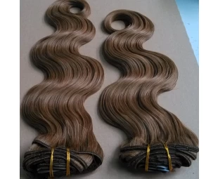 Double Drawn Natural 100% Remy Human hair lace clip in hair extensions