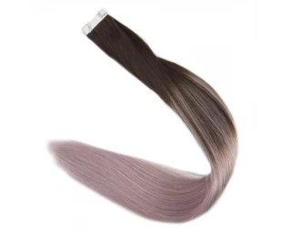 Double Drawn Virgin Brazilian hair ombre color skin weft tape hair extension and clip in hair extension