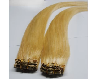 Dubbel getrokken 100% human hair extensions clip haar gouden blonde kleur haar