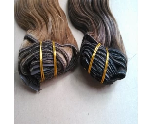 Double drawn balayage hair extensions remy human hair full head lace clip in hair extensions