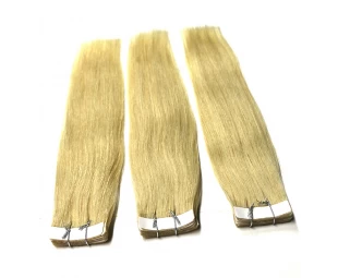 Double side tape hair extension light blond 613/60 human hair remy virgin
