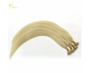 European Human Hair 7A Nano Ring Keratin Pre-Bonded Cheap #60 Real Blonde Human Hair Wholesale Bulk Hair