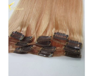 Exquisite different weight 100g 120g 160g 220g 260g 100% brazilian hair clip in hair extensions brown 20"