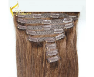 Factory Direct 120g,160g,220g,260g Double Drawn Thick Ends Triple Weft With Lace Attached Clip in Hair Extension