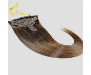 Factory Direct 120g,160g,220g,260g Double Drawn Thick Ends Triple Weft With Lace Attached Clip in Hair Extension