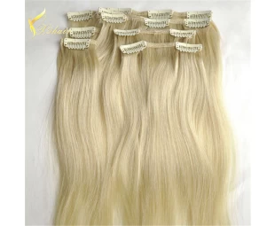 Factory Supplier bleach blonde color clip in human hair extensions