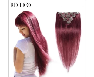 Factory Wholesale 100 Human Hair Clip in Hair Extensions, Hair Extension Clip for Sale