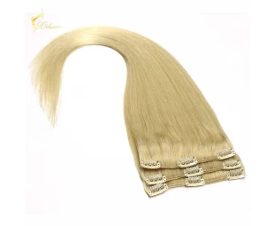 Factory Wholesale 120g 160g 200g 220g 100% human hair virgin remy clip in hair extensions