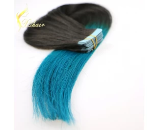 Factory direct cheap aliexpress ombre remy tape hair extension two tone color