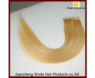 Precios más bajos de la fábrica extensión del pelo cinta 7A mejores extensiones de cabello de cinta calidad remy europeo cabello