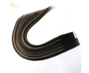 Factory price shining unprocessed virgin brazilian straight tape hair extension