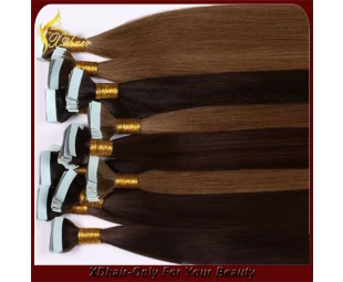 Fast shipping high quality glue 100% Indian virgin remy hair double drawn American blue glue dark brown tape hair extension