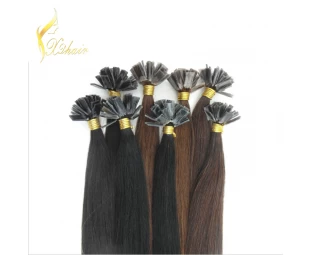 Fusion pre-bounded keratin tip hair Flat tip hair extensions 100% virgin remy brazilian human hair extension