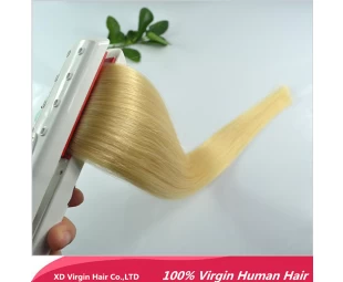 Oro rubia remy virginal del pelo de la PU cinta de trama de la piel 2.5g-3g / piece