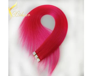 Good sales factory price pink human hair tape weft extension last one year hair