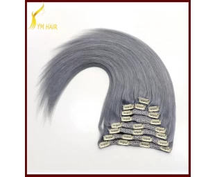 Gray color Fashionable and cheap Brazilian 100% remy human hair for New Year's gift wholesale hair clips