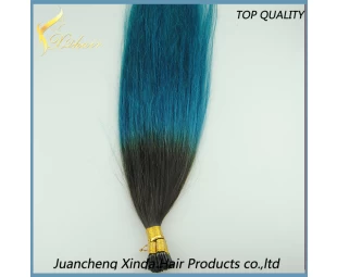 Fábrica de cabelo com o não processado ombre remy virgem i ponta da extensão do cabelo para barato
