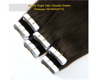 High quality india hair 100% virgin brazilian silky straight remy human tape hair extension