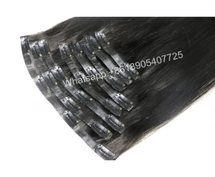 High quality skin weft clip in hair 10pcs with 24clips dark color clip in hair