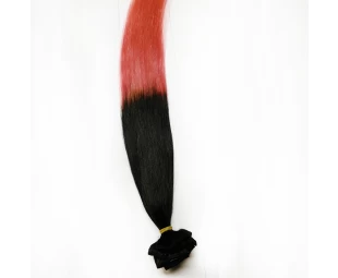 High quality virgin remy clip in hair extension two tone ombre hair