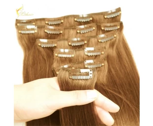 Hot Sale Full Head 100% Real Virgin Human Hair Clip Hair Extension